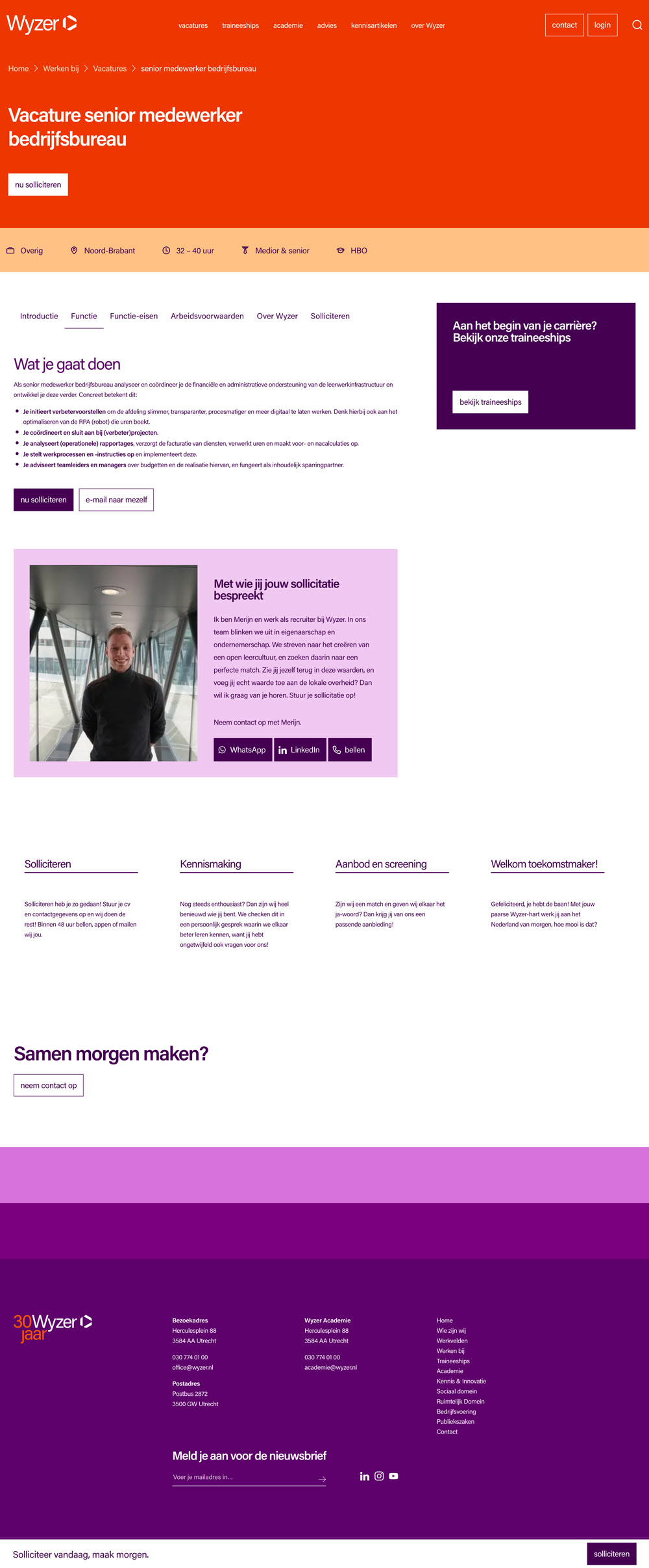 Wyzer Vacature pagina